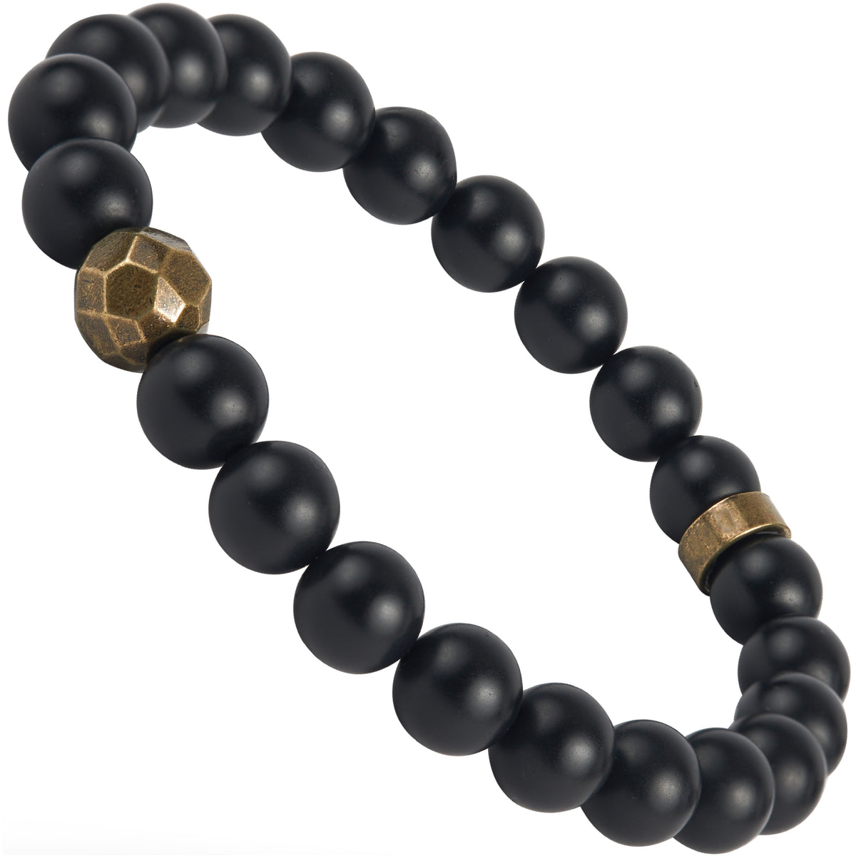 Black Onyx Bracelet with Antique Brass Beads