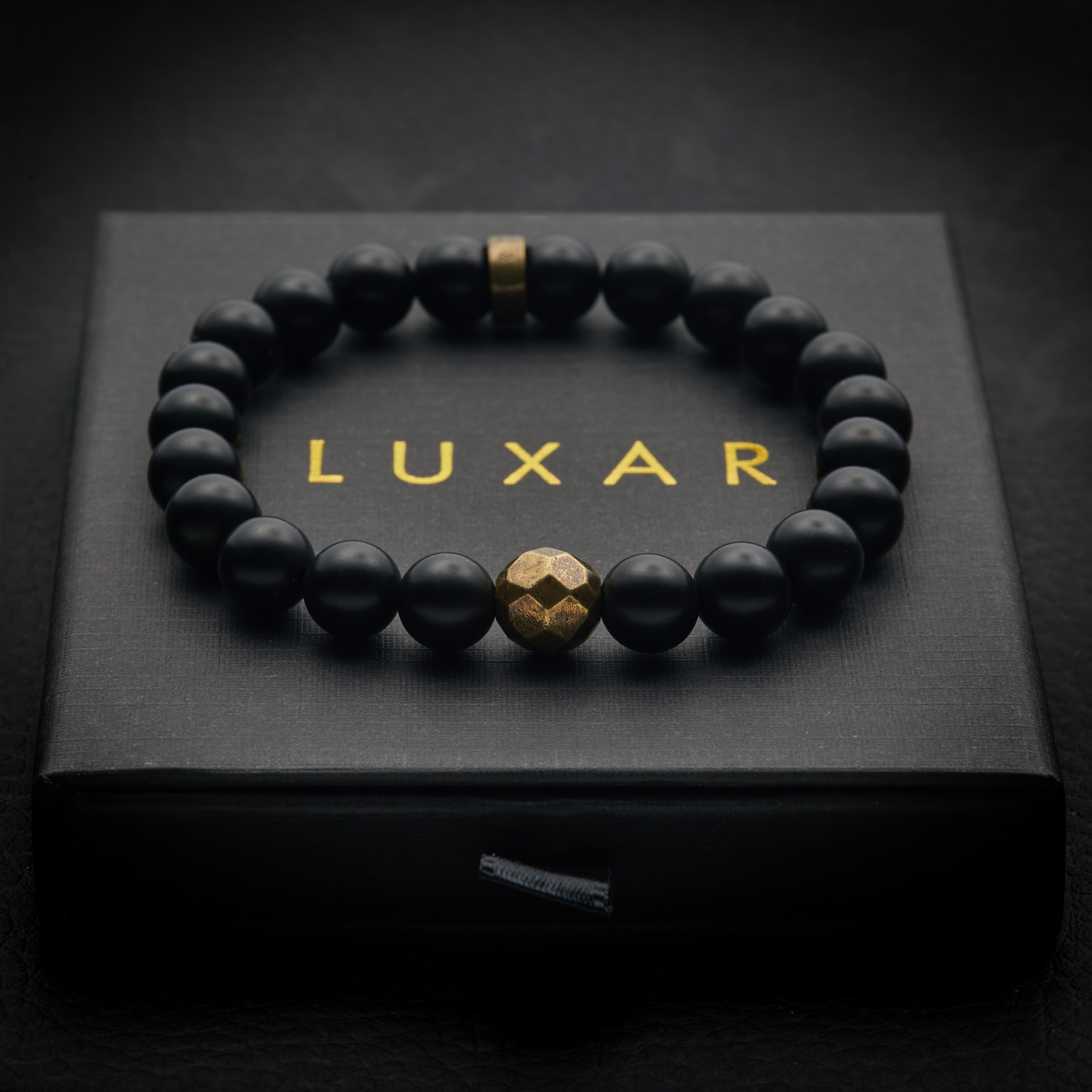 Black Onyx Bracelet with Bronze Beads