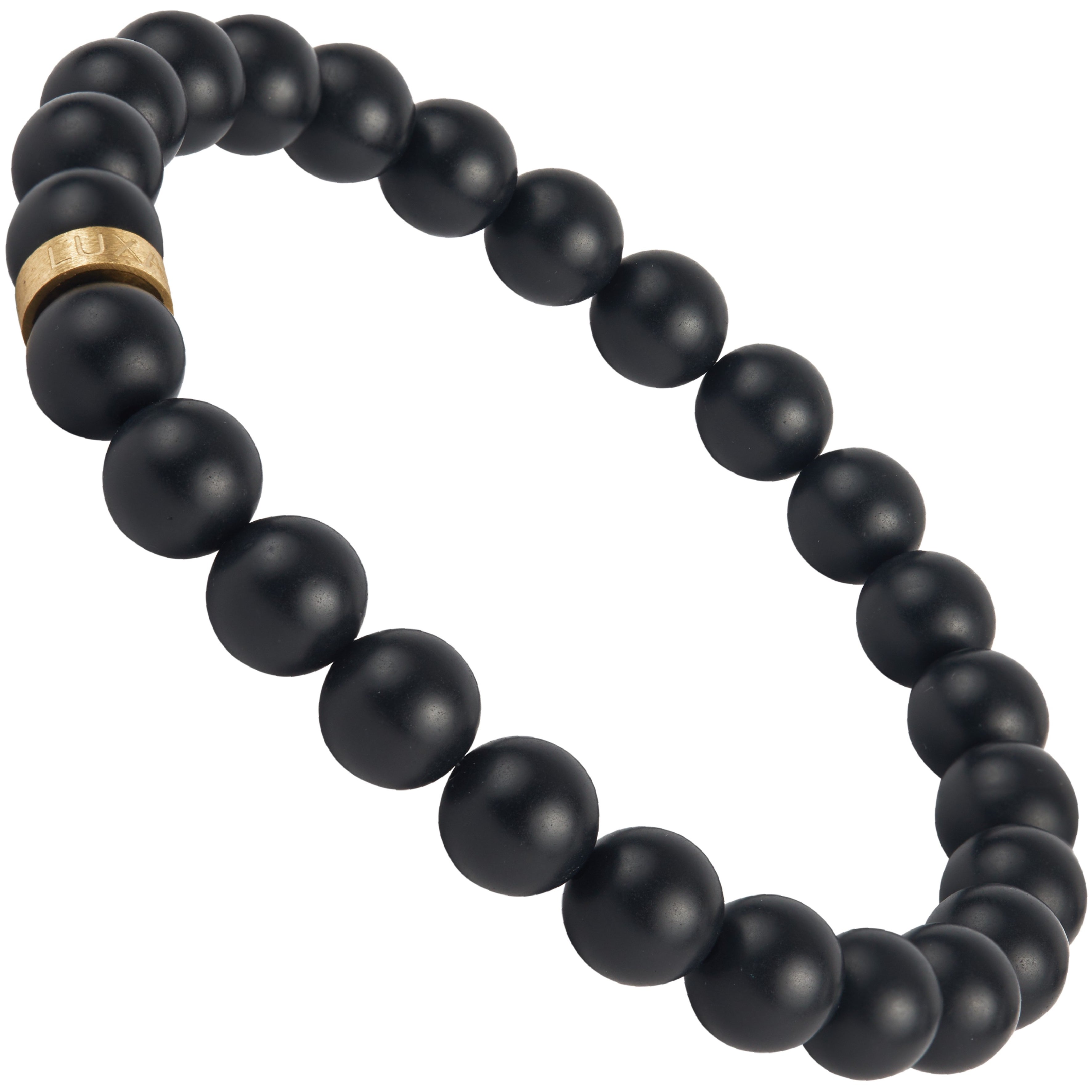 Black Onyx Bracelet (Beaded Bracelets) - Gold Bracelet for Men